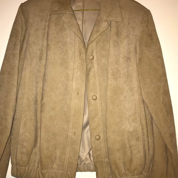 Olympic Fashions Ultrasuede Tan Bomber Jacket Men’s Size XL Vintage Style - Picture 16 of 16
